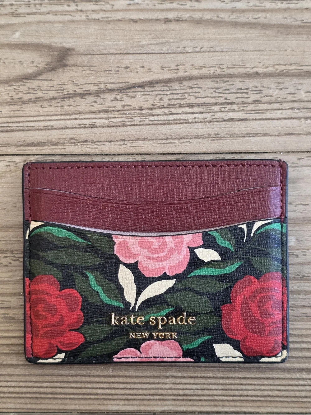 kate spade New York Floral Card Holder - Burgundy & Multicolor